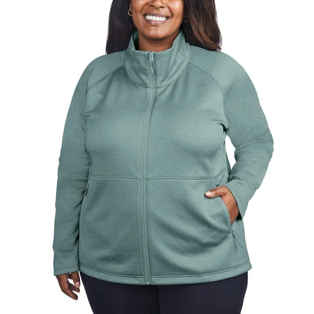Kirkland Signature Womens Jacket XXL Teal Fleece Full Zip